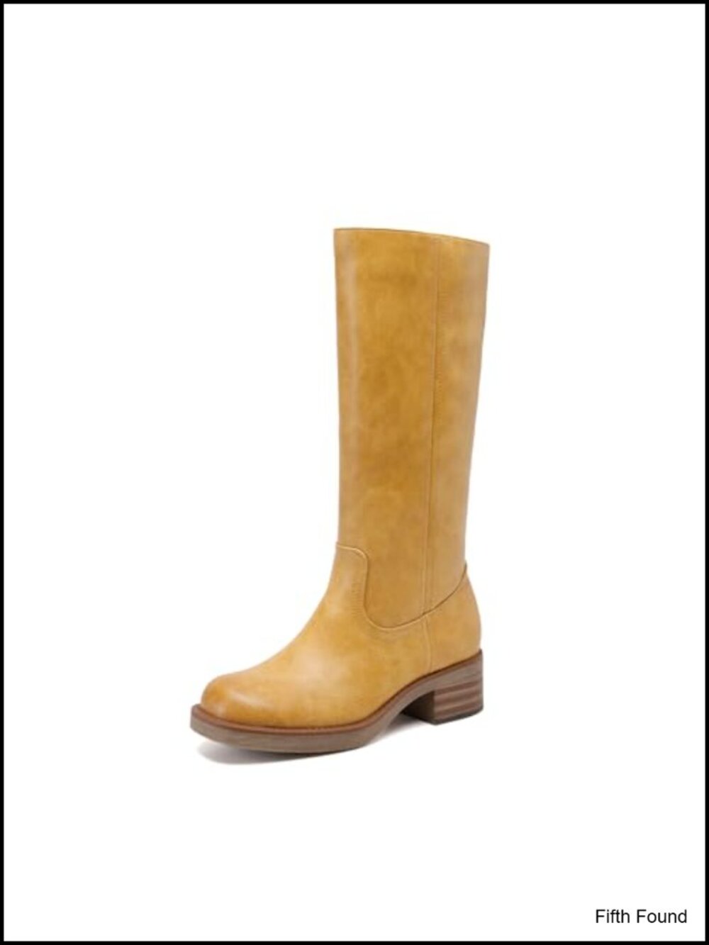 Faux Leather Square Toe Platform Chunky Block Heel Knee High Riding Boots Side